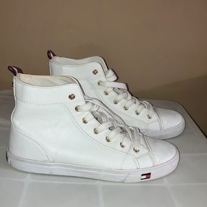 Tommy Hilfiger white high top sneakers size 8